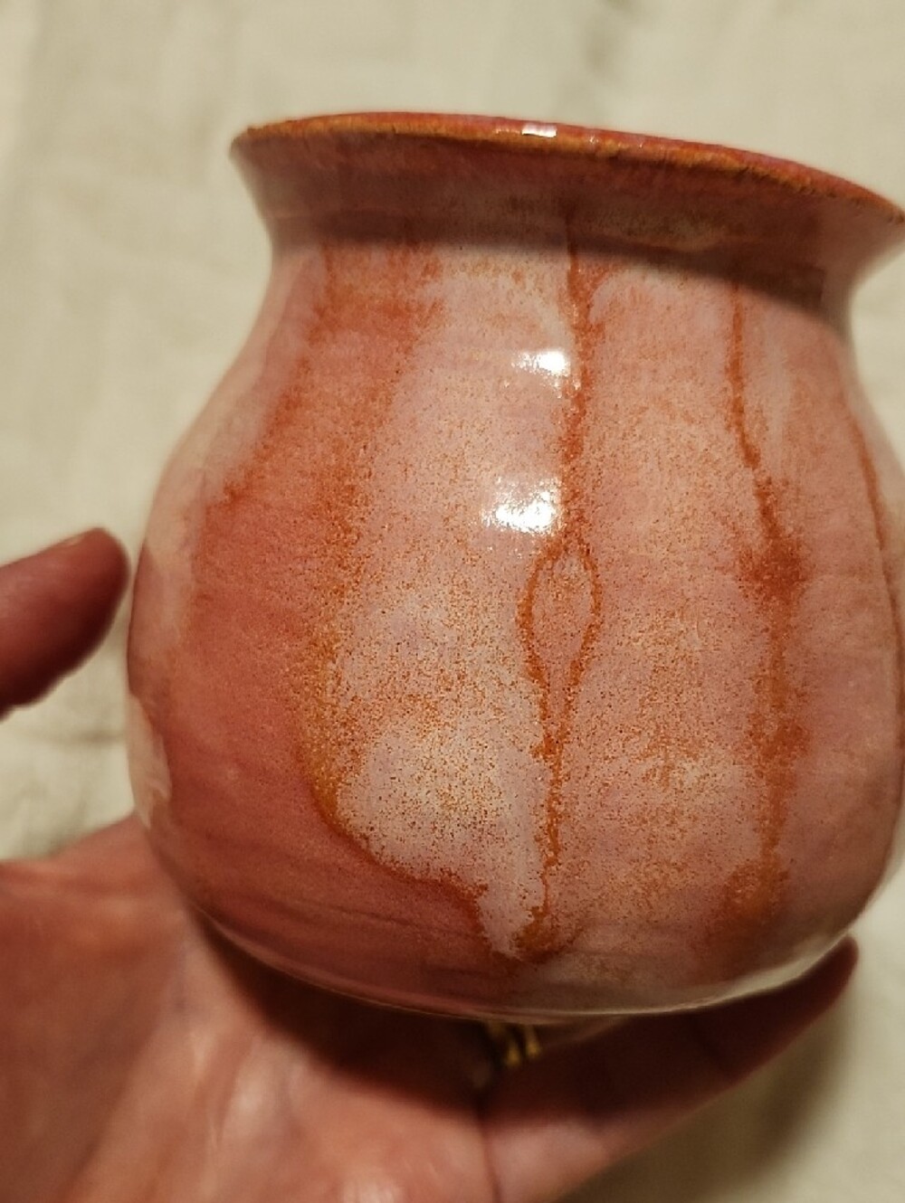 Handmade Small Ceramic Vase in PINK Swirls